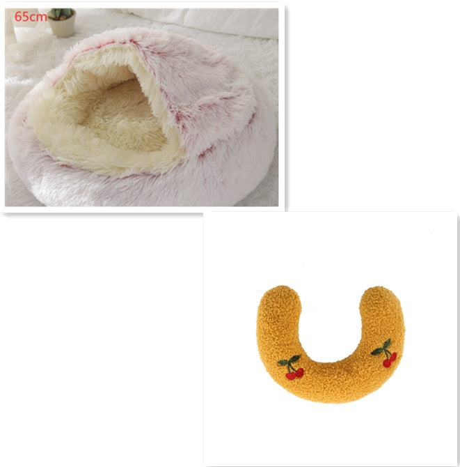 Letto 2-in-1 per cani e gatti, letto invernale per animali domestici, letto rotondo in peluche caldo, casa morbida in peluche lungo, letto per animali domestici, prodotti per animali