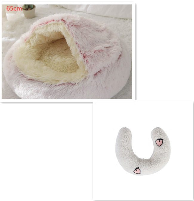 Letto 2-in-1 per cani e gatti, letto invernale per animali domestici, letto rotondo in peluche caldo, casa morbida in peluche lungo, letto per animali domestici, prodotti per animali