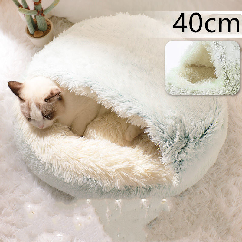 Letto 2-in-1 per cani e gatti, letto invernale per animali domestici, letto rotondo in peluche caldo, casa morbida in peluche lungo, letto per animali domestici, prodotti per animali