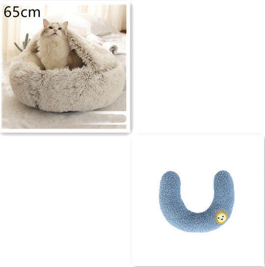 Letto 2-in-1 per cani e gatti, letto invernale per animali domestici, letto rotondo in peluche caldo, casa morbida in peluche lungo, letto per animali domestici, prodotti per animali
