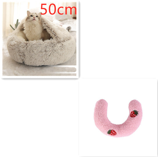 Letto 2-in-1 per cani e gatti, letto invernale per animali domestici, letto rotondo in peluche caldo, casa morbida in peluche lungo, letto per animali domestici, prodotti per animali