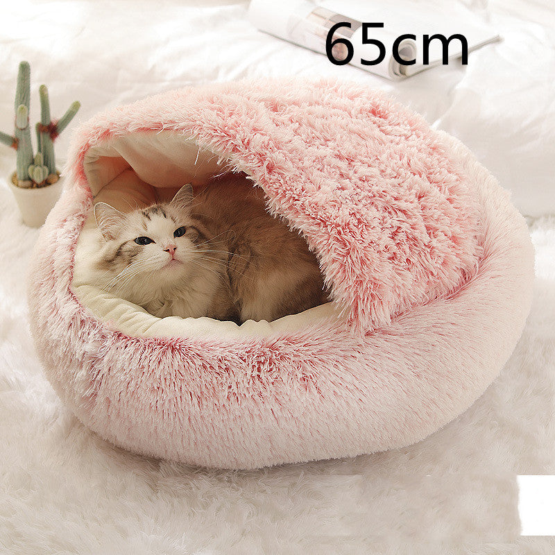 Letto 2-in-1 per cani e gatti, letto invernale per animali domestici, letto rotondo in peluche caldo, casa morbida in peluche lungo, letto per animali domestici, prodotti per animali