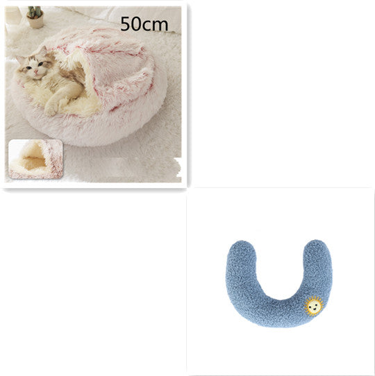 Letto 2-in-1 per cani e gatti, letto invernale per animali domestici, letto rotondo in peluche caldo, casa morbida in peluche lungo, letto per animali domestici, prodotti per animali