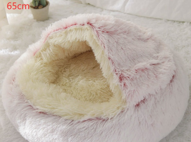 Letto 2-in-1 per cani e gatti, letto invernale per animali domestici, letto rotondo in peluche caldo, casa morbida in peluche lungo, letto per animali domestici, prodotti per animali