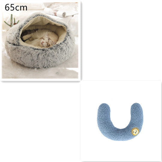 Letto 2-in-1 per cani e gatti, letto invernale per animali domestici, letto rotondo in peluche caldo, casa morbida in peluche lungo, letto per animali domestici, prodotti per animali