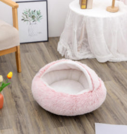 Letto 2-in-1 per cani e gatti, letto invernale per animali domestici, letto rotondo in peluche caldo, casa morbida in peluche lungo, letto per animali domestici, prodotti per animali